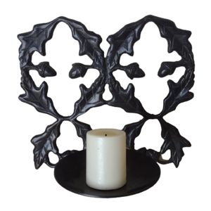 Candle Holder Acorn Wall Sconce Brass Pillar Oak Leaf Cabin Farmhouse